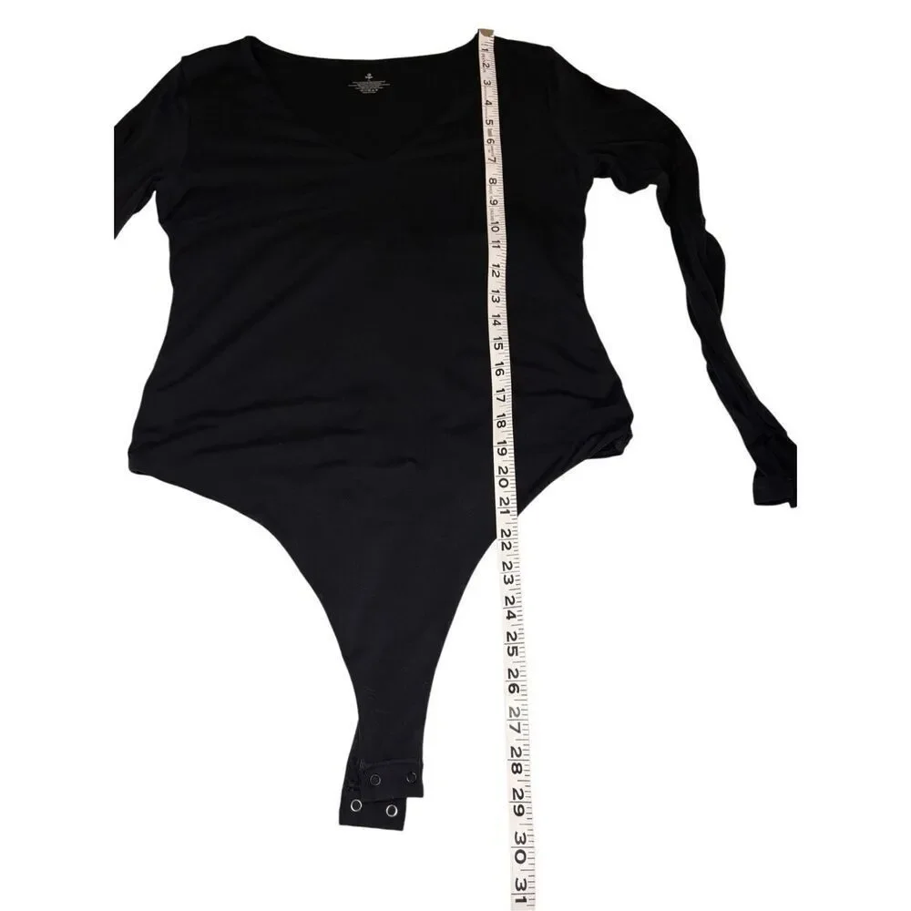 iuga black long sleeve v-neck bodysuit - XL
